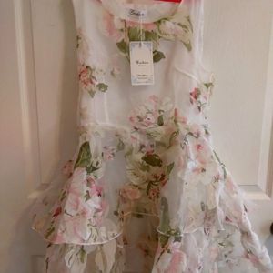 2/$50 Girls formal dress, size 16, white with pink floral design